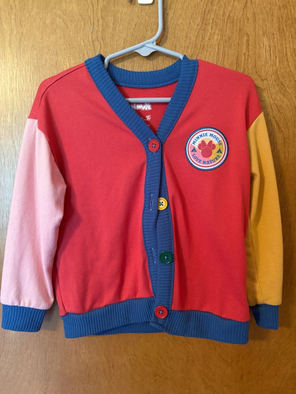 Disney Red Colorblock Cardigan with Blue Trim